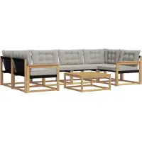 vidaXL Outdoor-Sofagarnitur 7 pcs Weiß und Hellgrau 79 x 79 x 37 cm