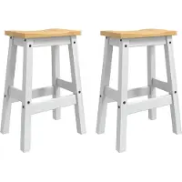 vidaXL Barhocker 2 stk. Weiß und Honigwachs 44 x 30 x 63 cm