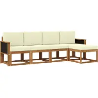 vidaXL Outdoor-Sofagarnitur 5 stk. Natur und Creme Polyester