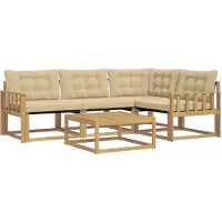 vidaXL Outdoor-Sofagarnitur 5 pcs Weiß und Beige 79 x 79 x 37 cm