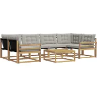 vidaXL Outdoor-Sofagarnitur 7 pcs Weiß und Hellgrau 79 x 79 x 37 cm