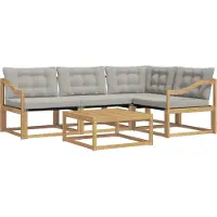 vidaXL Outdoor-Sofagarnitur 5 stk. Weiß und Hellgrau