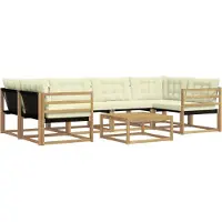 vidaXL Outdoor-Sofagarnitur 7 pcs Weiß und Creme 79 x 79 x 37 cm