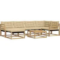 vidaXL Outdoor-Sofagarnitur 7 pcs Weiß und Beige 79 x 79 x 37 cm