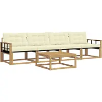 vidaXL Outdoor-Sofagarnitur 5 pcs Weiß und Creme 79 x 79 x 37 cm
