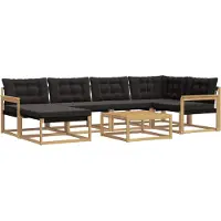 vidaXL Outdoor-Sofagarnitur 7 Stk. Weiß und Schwarz Massivholz Akazie