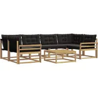 vidaXL Outdoor-Sofagarnitur 7 Stk. Weiß und Schwarz