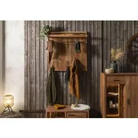 WOLF Wandgarderobe Akazie 88x25x88 natur lackiert BARK #119