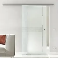 Levidor Glasschiebetür Komplettset 65 x 205 cm München Edelstahl mit Griffmuschel und SoftClose