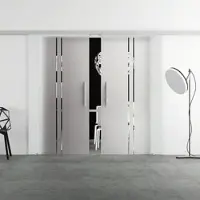 Levidor Doppelglasschiebetür Komplettset 2x 65 x 217,5 cm Köln Aluminium mit Stangengriffen
