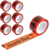 Böttcher-AG Packband PP, Vorsicht Glas, 50mm x 66m, leise abrollbar, 6 Rollen