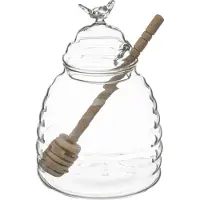 5 Five Glas für die Aufbewahrung von Honig, großer Küchenbehälter+Speziallöffel - Höhe 14 cm,