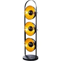 Invicta Industrial Stehlampe STUDIO 130cm schwarz Blattgold-Optik 3 neigbare Schirme Stehleuchte Standleuchte