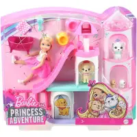 Barbie Prinzessinnen Abenteuer, Chelsea Puppe (blond), Haustier-Schloss-Spielset