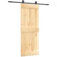 Syfax Schiebetür Natürlich und Schwarz 80 x 210 cm Massivkiefer
