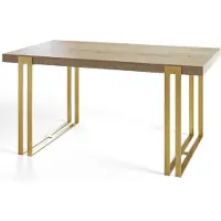 Alpi Möbel Rechteckiger Esstisch Ausziehbar Rosa, Moderner Wohnzimmertisch 140-240x80x77 cm, Halifax mit Metallbeinen in Gold