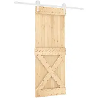 Syfax Schiebetür Natürlich und Weiß 80 x 210 cm Massivkiefer