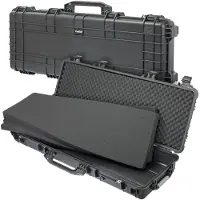 HMF Outdoor Transportkoffer ODK200, wasserdichter IP67 Hartschalenkoffer mit Rasterschaumstoff, 113 x 42 x 16,5, Schwarz