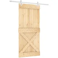 Syfax Schiebetür Natürlich und Weiß 95 x 210 cm Massivkiefer