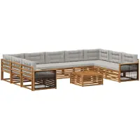 vidaXL Outdoor-Sofagarnitur 10 stk. Natürlich und Hellgrau