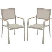 Vente-unique Set mit 2 stapelbaren Gartensesseln aus Aluminium und Textilene - Taupe - MACILA von MYLIA