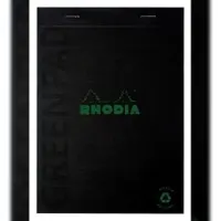 Rhodia 10x Greenpad, gehefteter Block A5 aus flexiblem, Recyclingkarton 350 g/m2, Nr. 16, 70 Bl liniert mit Rand, RC papier 90 g/m2 - Schwarz 16692C