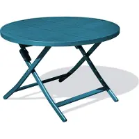 DCB Groupe Runder Gartenklapptisch, Aluminium, entenblau