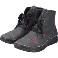 Bonprix Damen Stiefelette warm gefüttert Ziernähte Webstoff Plateau 55031, Größe:38 EU, Farbe:Grau
