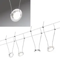 Paulmann Komplett Set Seilsystem Wire Systems Set LED Twist Coin 4x4W Chrom 30VA Metall