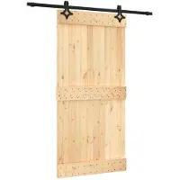 Syfax Schiebetür Natürlich und Schwarz 100 x 210 cm Massivkiefer