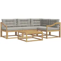vidaXL Outdoor-Sofagarnitur 5 stk. Weiß und Hellgrau Polyester