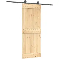 Syfax Schiebetür Natürlich und Schwarz 80 x 210 cm Massivkiefer