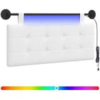 Syfax Hängendes Kopfteil Mit LED Licht Weiß Stoff