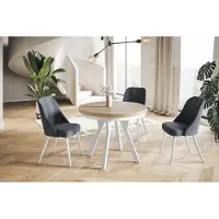 Alpi Möbel Esstisch Rund Evo, Moderner Esstich Ausziehbar, Tisch mit Stabile Konstruktion, Durchmesser 80 - 130 cm, Farbe Halifax