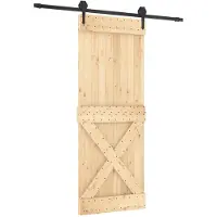 Syfax Schiebetür Natürlich und Schwarz 80 x 210 cm Massivkiefer