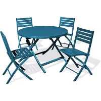 DCB Groupe 4-Sitzer-Garten-Essgruppe aus entenblauem Aluminium