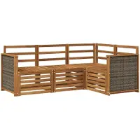 vidaXL Outdoor-Sofagarnitur 4 stk. Natur Polyester