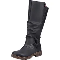 Rieker Winterstiefel , Damen, Gr. 37, Warmfutter, Normalschaft, schwarz, Lederimitat, Schuhe Winterstiefel, Langschaftstiefel, Blockabsatz, mit -TEX-Membran