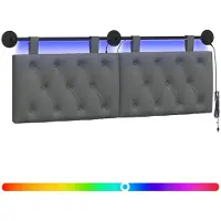 Syfax Hängendes Kopfteil Mit LED Licht Dunkelgrau Stoff