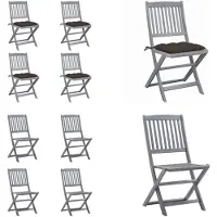 vidaXL Klappbare Gartenstühle 4 Stk. mit Kissen Massivholz Akazie - Gartenstuhl - Gartenstühle - Holz Gartenstuhl - Holz Gartenstühle