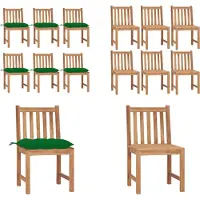 vidaXL Gartenstühle 6 Stk. mit Kissen Massivholz Teak - Gartenstuhl - Gartenstühle - Holz-Gartenstuhl - Holz-Gartenstühle