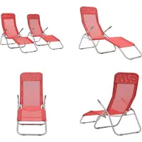 vidaXL Klappliegen 2 Stk. Textilene Rot - Sonnenliege - Sonnenliegen - Gartenliege - Gartenliegen