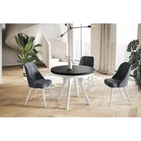 Alpi Möbel Esstisch Rund Evo, Moderner Esstich Ausziehbar, Tisch mit Stabile Konstruktion, Durchmesser 120 - 220 cm, Farbe Schwarz