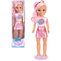Pinypon Shine - Pink, Puppe mit langem Haar mit rosa Metallic-Strähnen, 3 Jahre alt, Famosa (NAC70210)