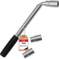 Petex Teleskop-Radbolzenschlüssel, Länge: 350-510 mm, inkl. 2 Stecknüsse 17/19 mm 21/23 mm von