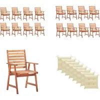 vidaXL Garten Essstühle 8 Stk. mit Kissen Massivholz Akazie - Gartenstuhl - Gartenstühle - Holz Gartenstuhl - Holz Gartenstühle
