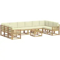 vidaXL Outdoor-Sofagarnitur 11 stk. Weiß und Creme