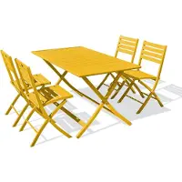 DCB Groupe 4-Sitzer-Garten-Essgruppe aus senffarbenem Aluminium