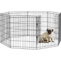 PawHut Welpenauslauf 76 cm Hoch, 8-TLG DIY Welpenlaufstall mit Schloss Metall