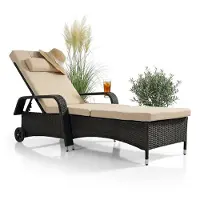 Mucola Sonnenliege Rattan Gartenliege Rattanmöbel Terrassen Liege Balkon Saunaliege Bäderliege Relaxliege Strandliege - Schwarz